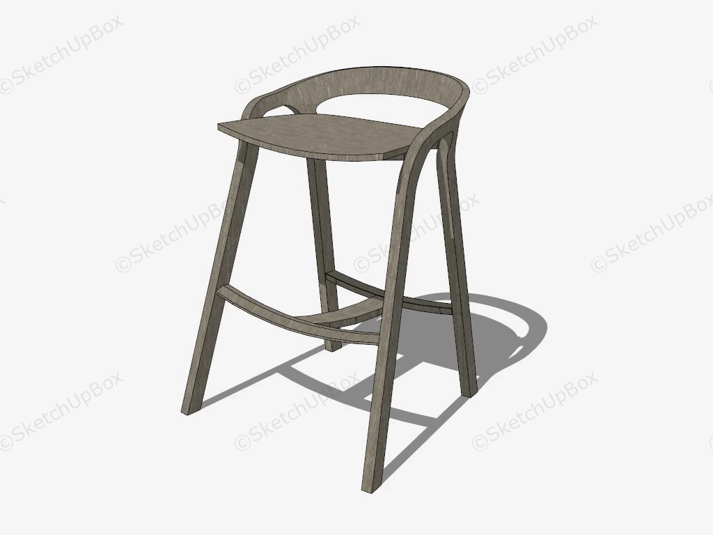 Low Back Wood Bar Stool sketchup model preview - SketchupBox