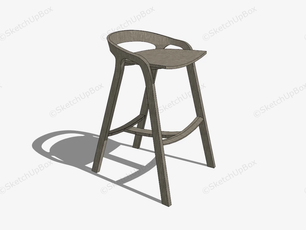 Low Back Wood Bar Stool sketchup model preview - SketchupBox