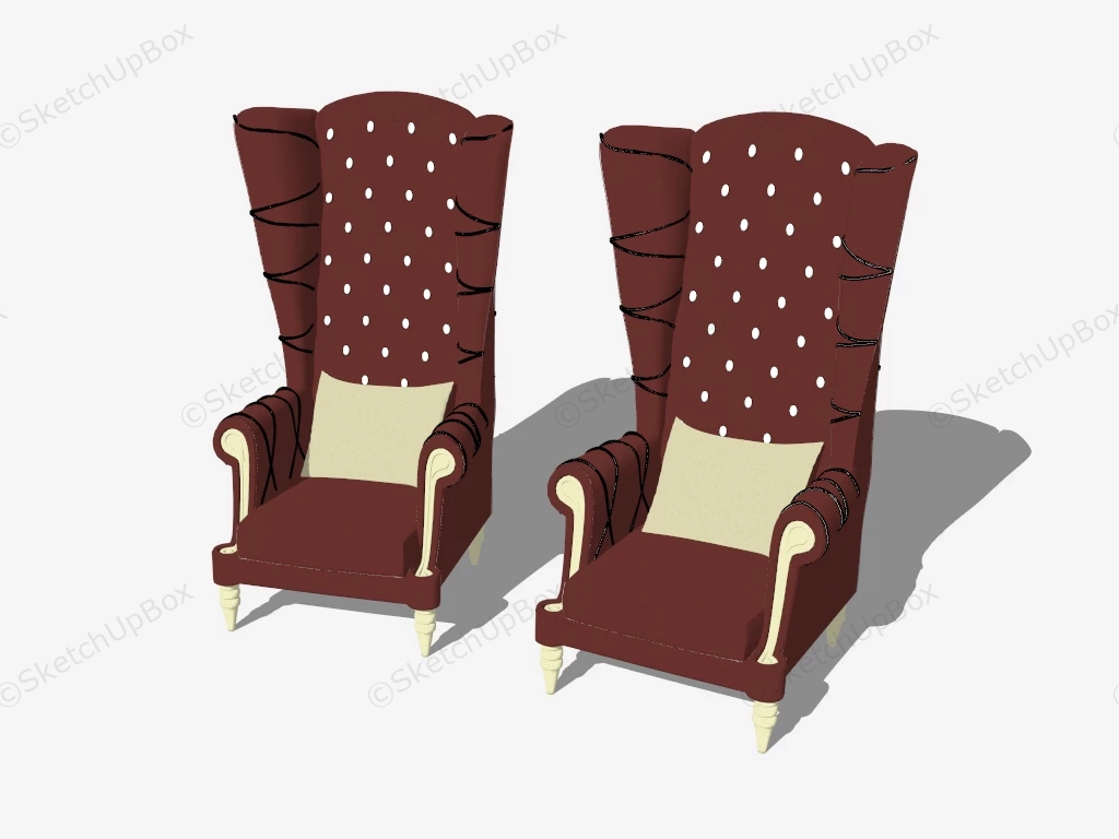 Tall Wingback Chair sketchup model preview - SketchupBox