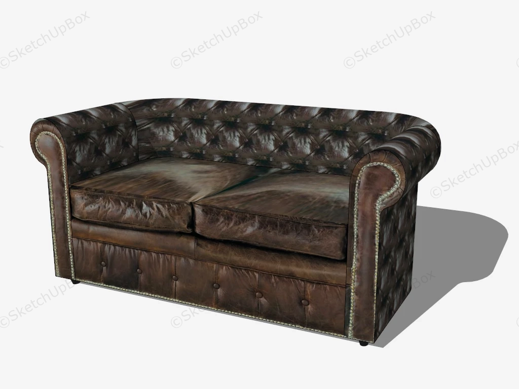 Tufted Leather Loveseat sketchup model preview - SketchupBox