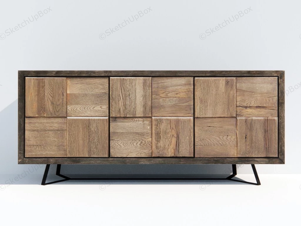 Rustic Wood Console Cabinet sketchup model preview - SketchupBox