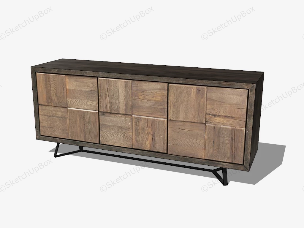 Rustic Wood Console Cabinet sketchup model preview - SketchupBox
