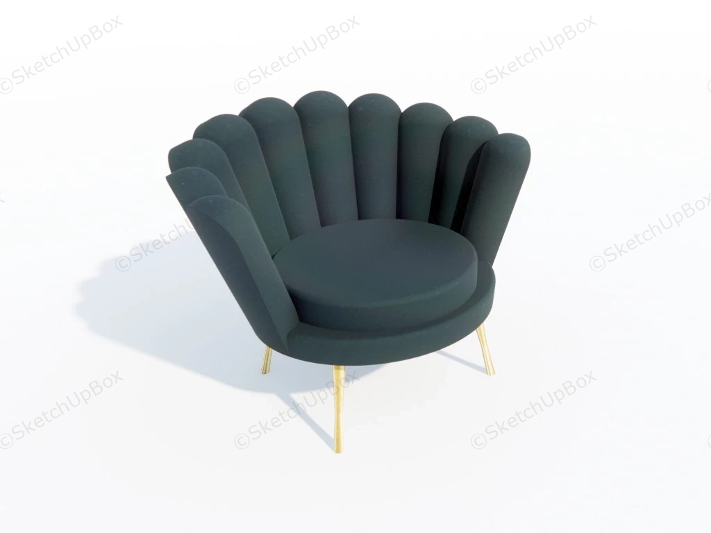 Velvet Scalloped Armchair sketchup model preview - SketchupBox