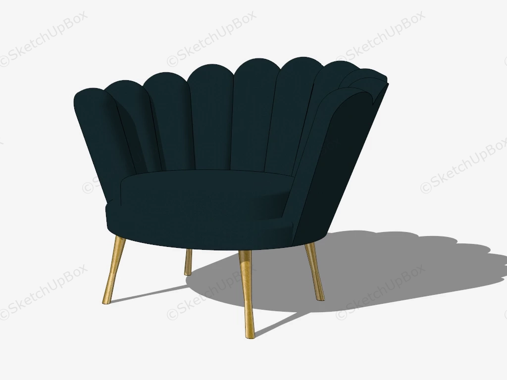 Velvet Scalloped Armchair sketchup model preview - SketchupBox