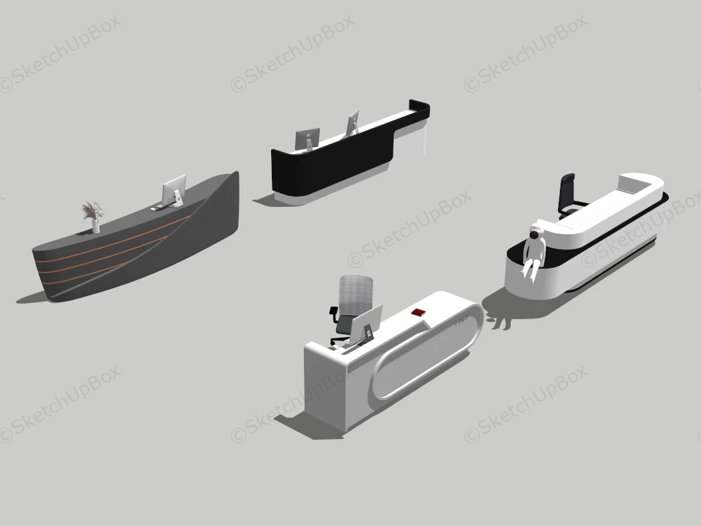 Modern Reception Desks Collection sketchup model preview - SketchupBox