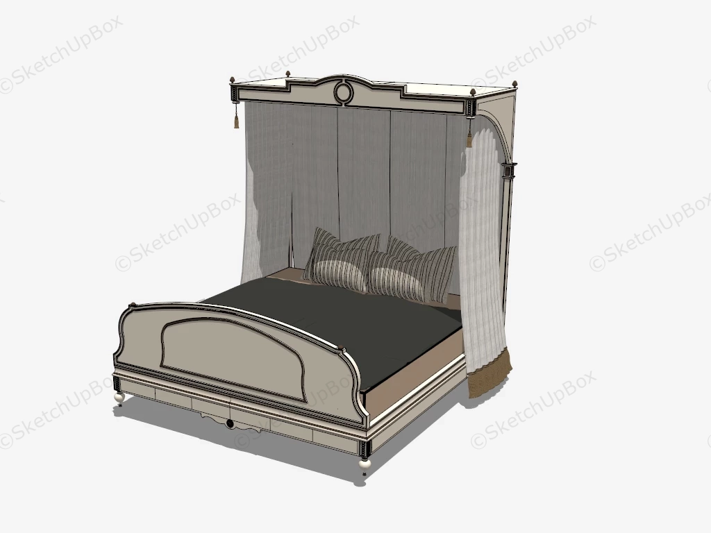 Bed With Curtain sketchup model preview - SketchupBox