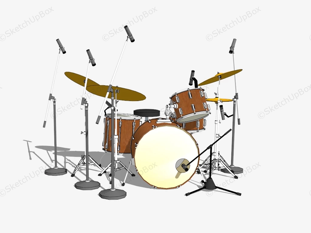 4 Piece Drum Set sketchup model preview - SketchupBox