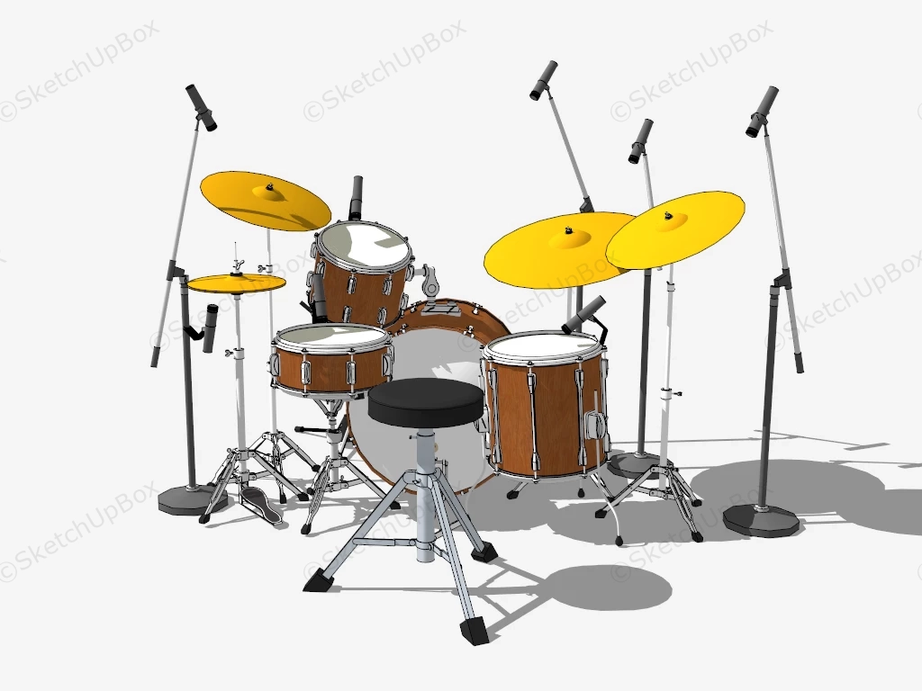 4 Piece Drum Set sketchup model preview - SketchupBox