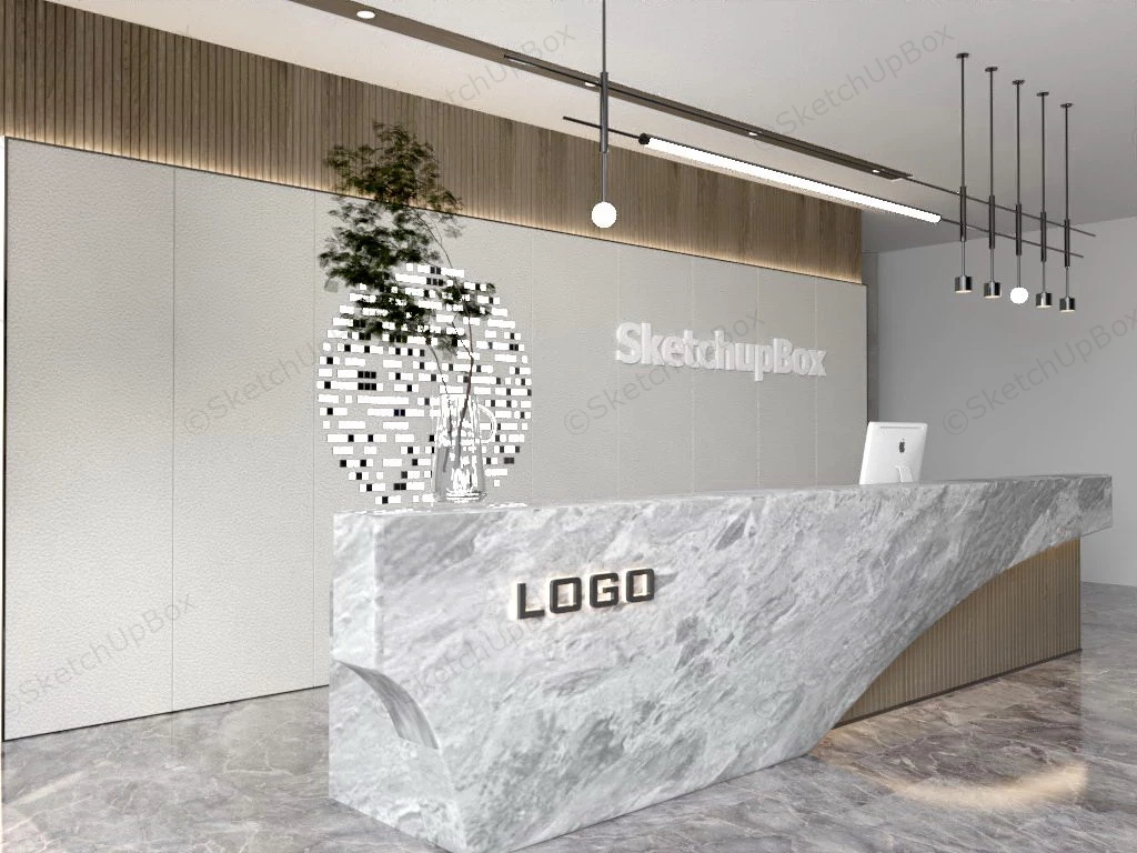 Attractive Reception Counter Design Idea sketchup model preview - SketchupBox