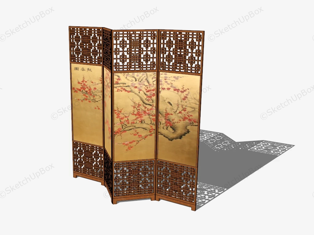 Oriental Style Room Divider Screen sketchup model preview - SketchupBox