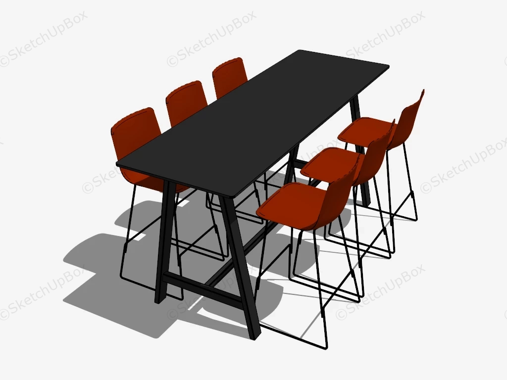 Modern Bar Table And Stools sketchup model preview - SketchupBox