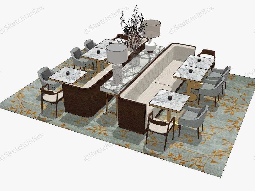 Restaurant Booths And Tables sketchup model preview - SketchupBox