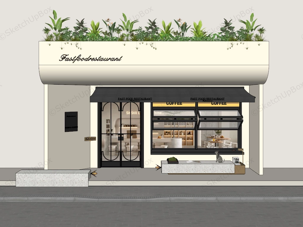 Fast Food Restaurant Storefront sketchup model preview - SketchupBox