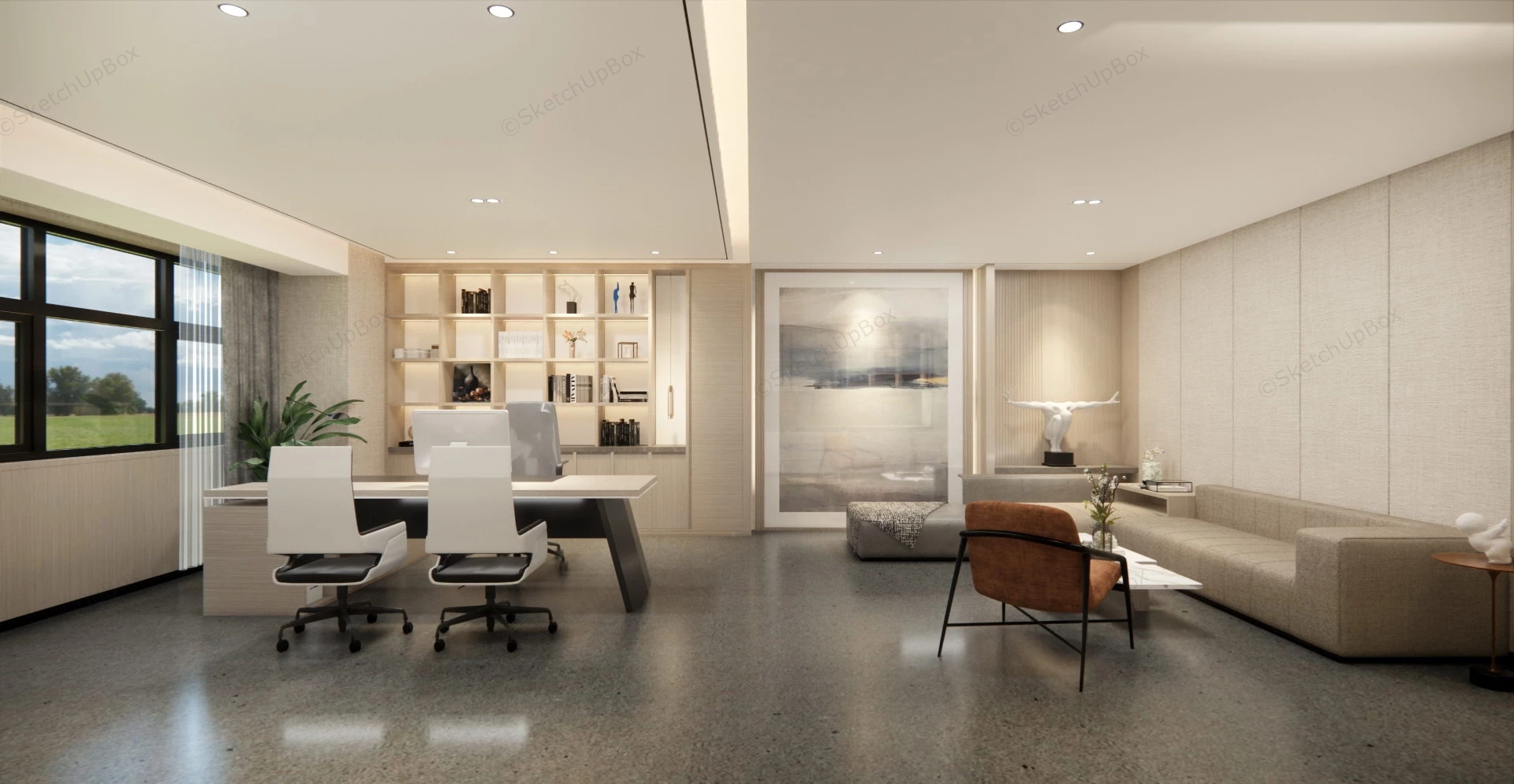 Modern Luxury CEO Office Interior Design sketchup model preview - SketchupBox