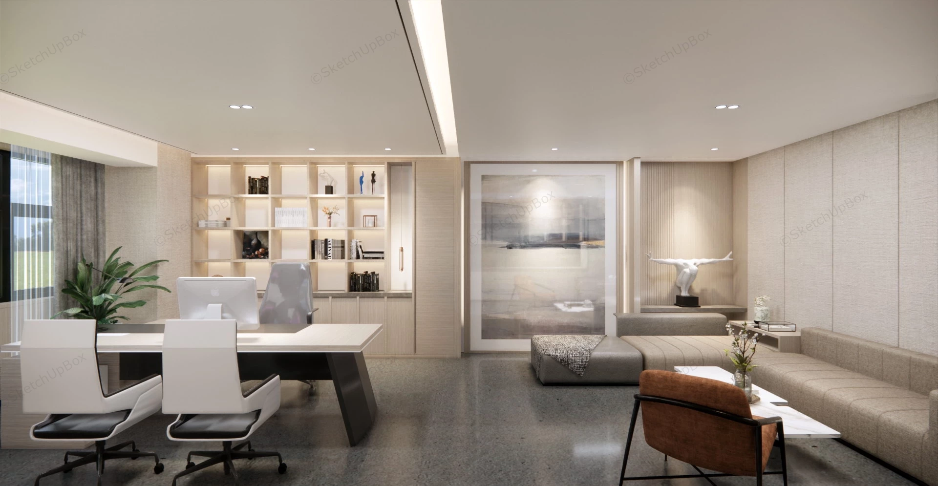 Modern Luxury CEO Office Interior Design sketchup model preview - SketchupBox