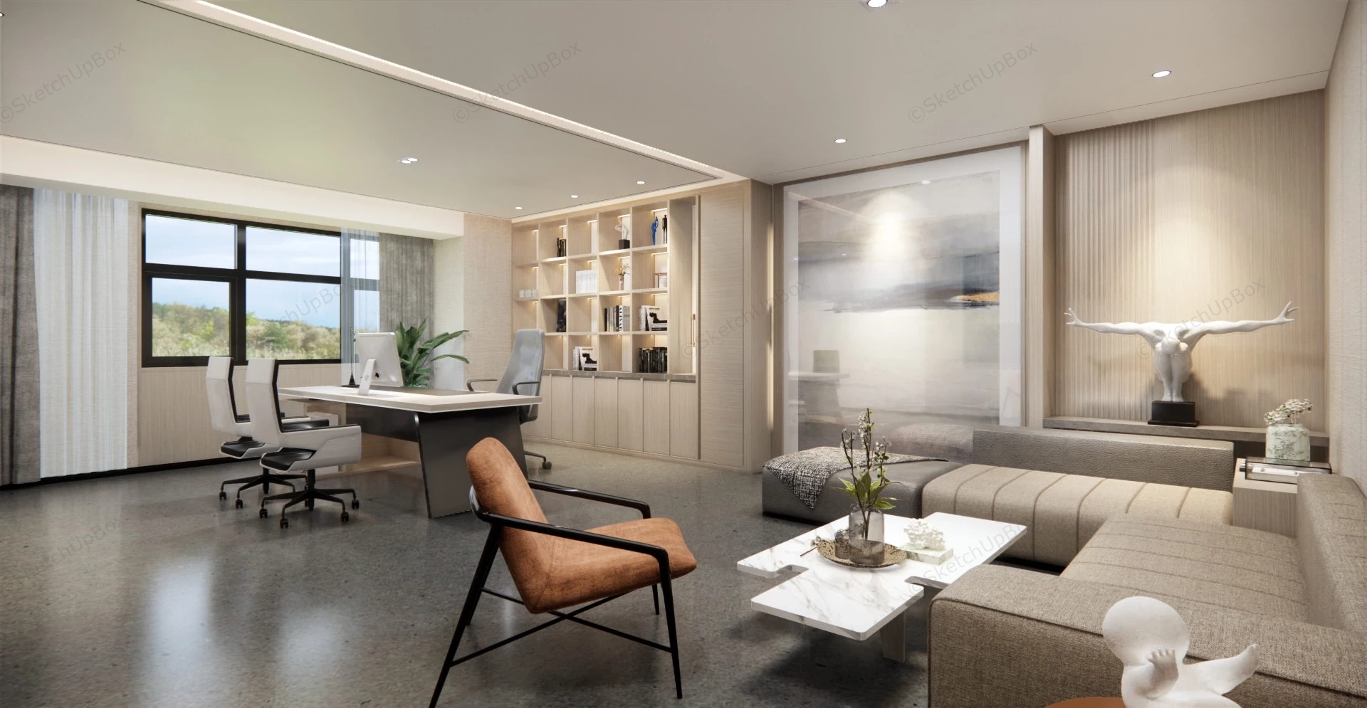 Modern Luxury CEO Office Interior Design sketchup model preview - SketchupBox