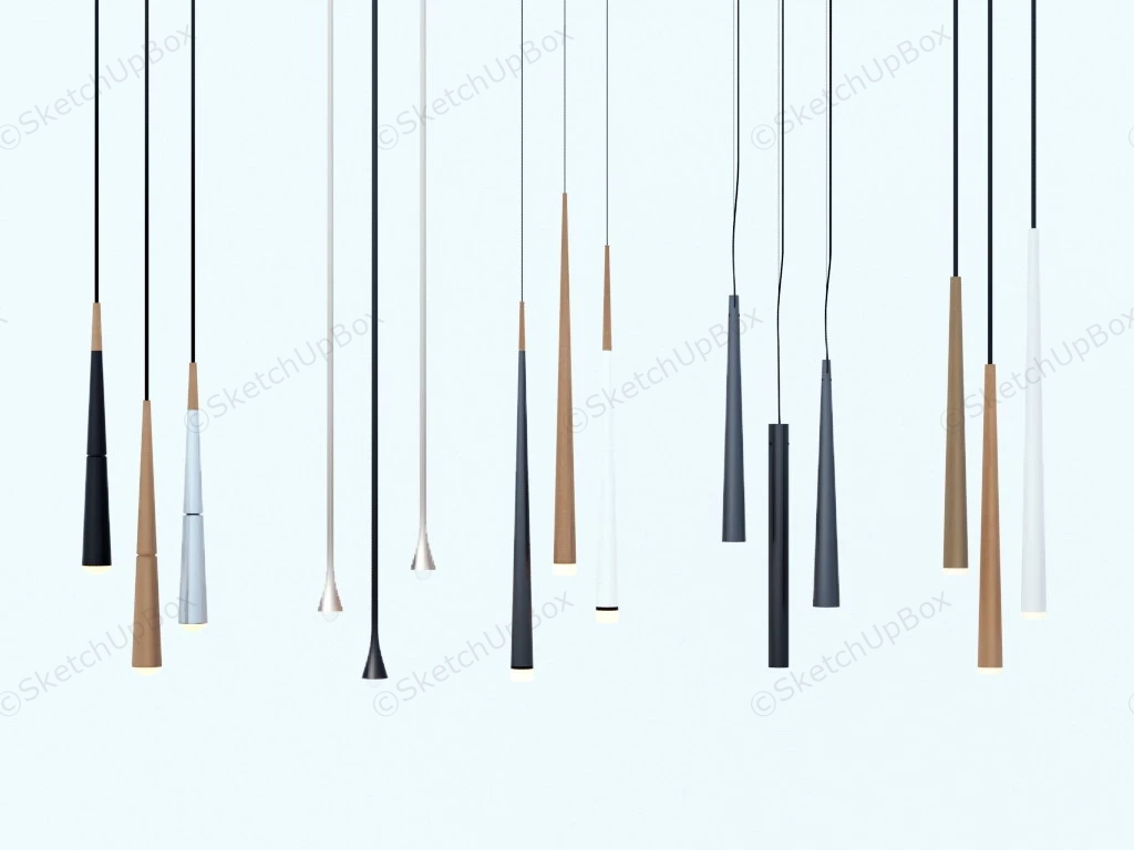 Minimalist Long Tube Pendant Lights sketchup model preview - SketchupBox