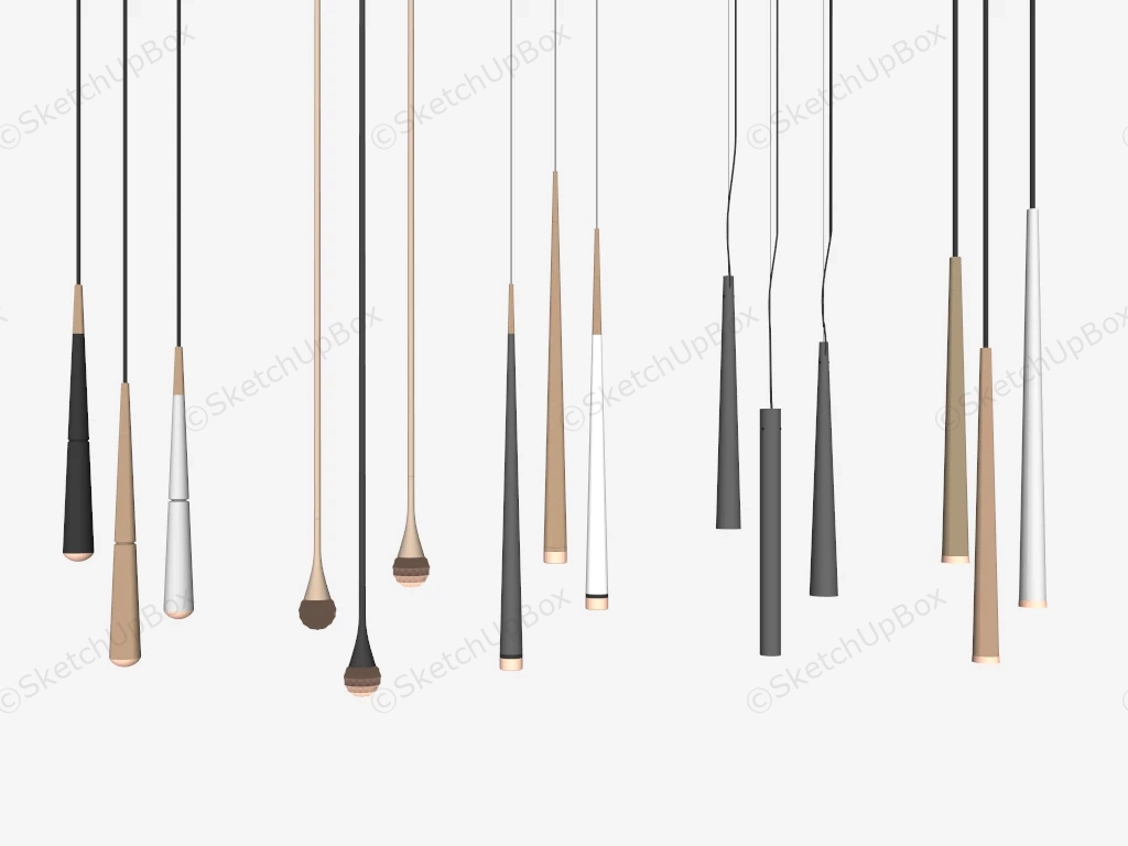 Minimalist Long Tube Pendant Lights sketchup model preview - SketchupBox