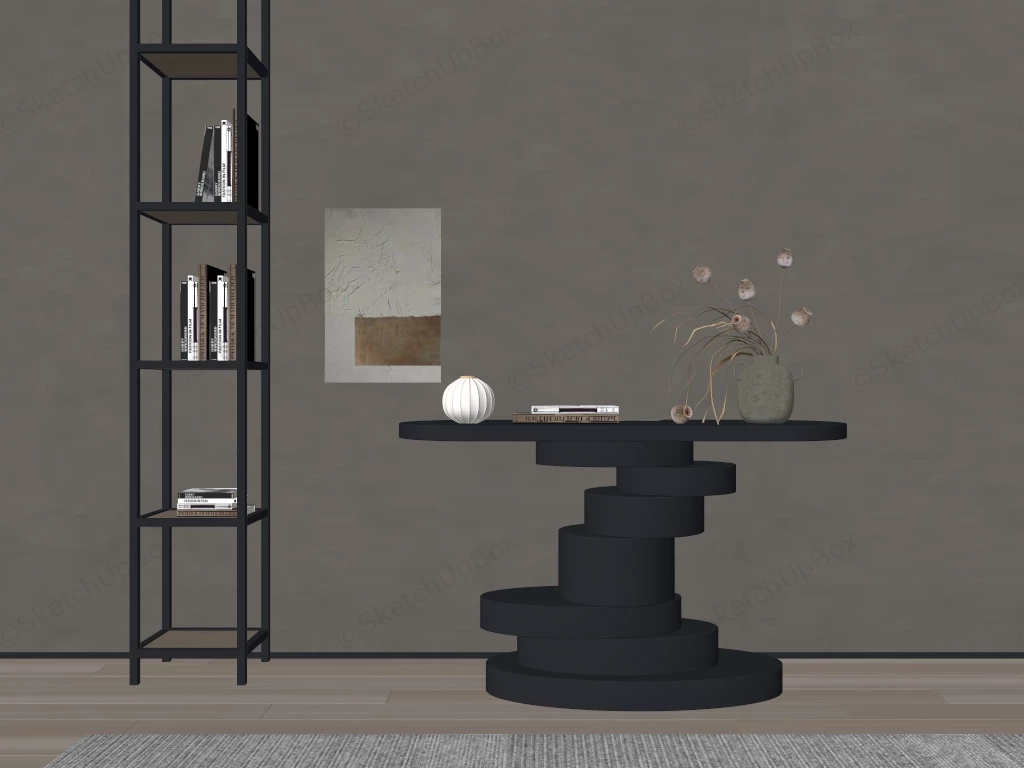 Steel Console Table And Bookshelf sketchup model preview - SketchupBox