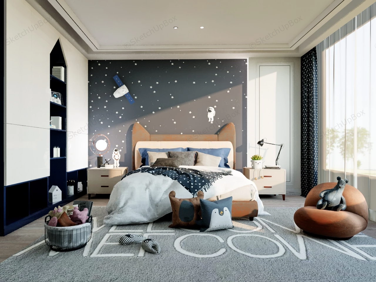 space-themed-boys-room-design-sketchup-3d-model-skp-file-download