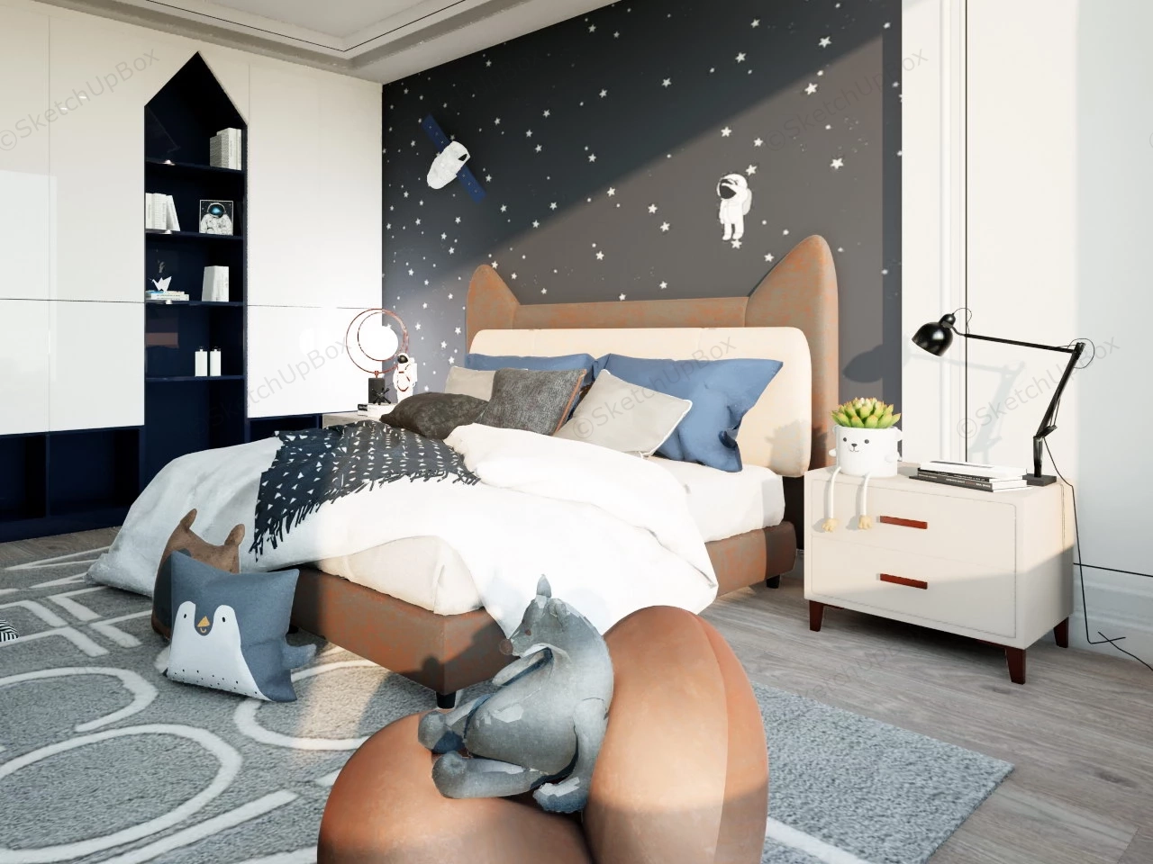 space-themed-boys-room-design-sketchup-3d-model-skp-file-download