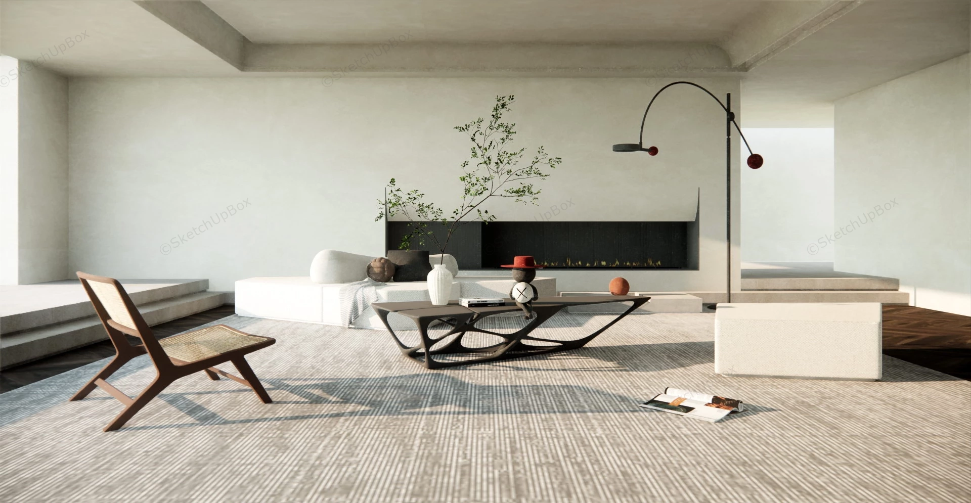 Wabi Sabi Living Room Idea sketchup model preview - SketchupBox