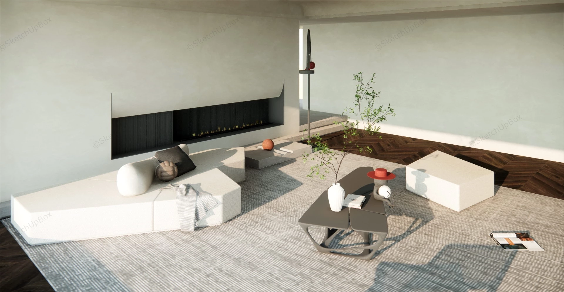Wabi Sabi Living Room Idea sketchup model preview - SketchupBox