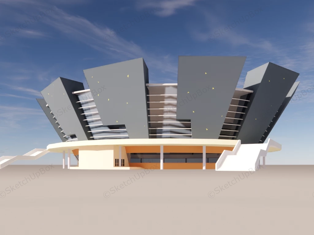 Round Basketball Stadium sketchup model preview - SketchupBox