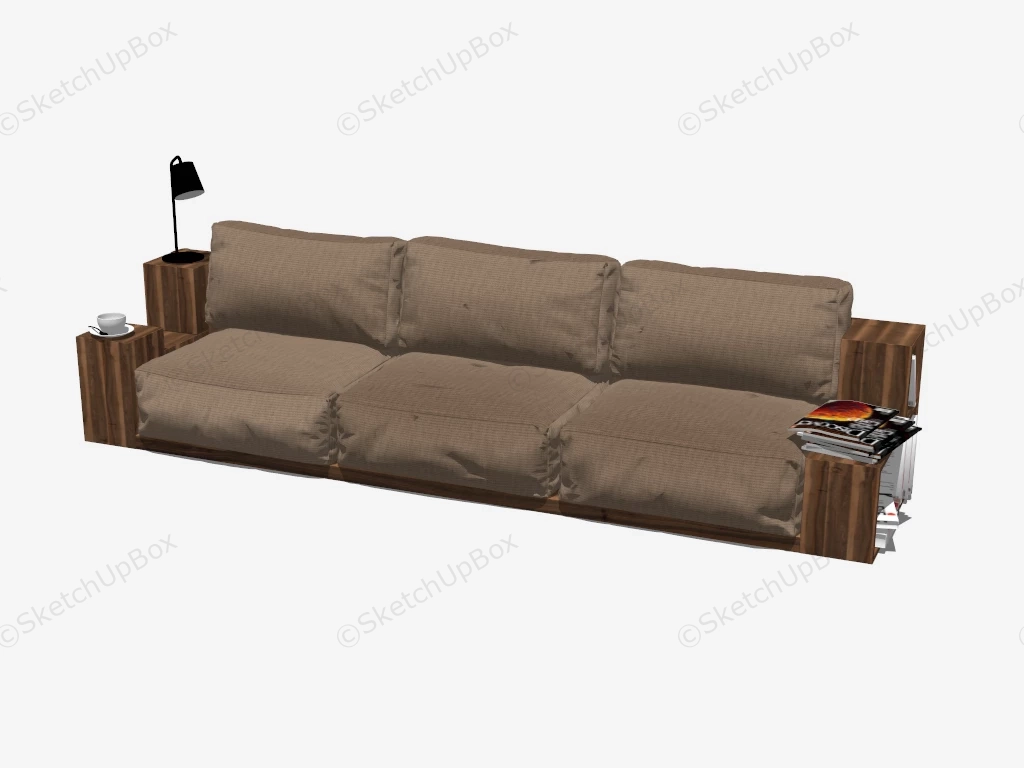Sofa With Side Bookcase sketchup model preview - SketchupBox
