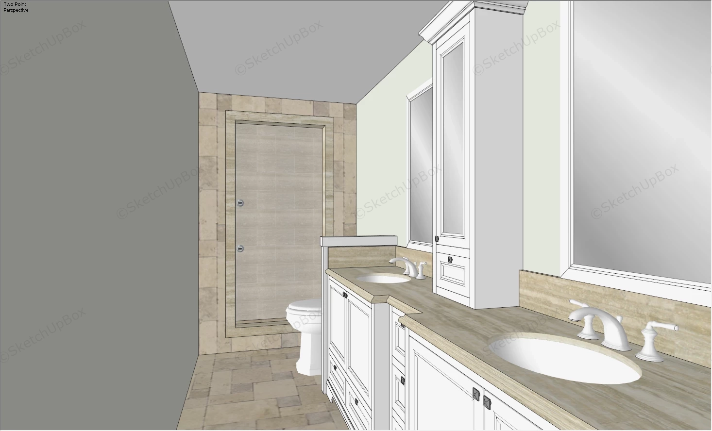 Narrow Bathroom Ideas With Shower sketchup model preview - SketchupBox