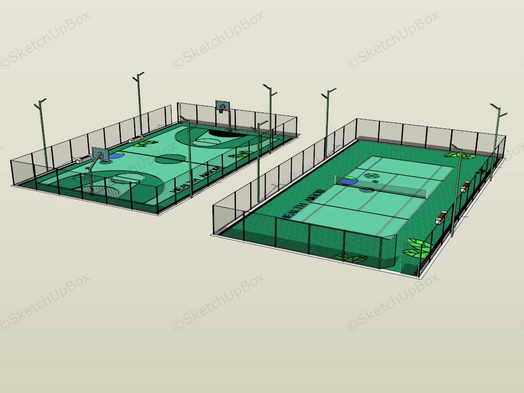 Tennis And Basketball Courts sketchup model preview - SketchupBox