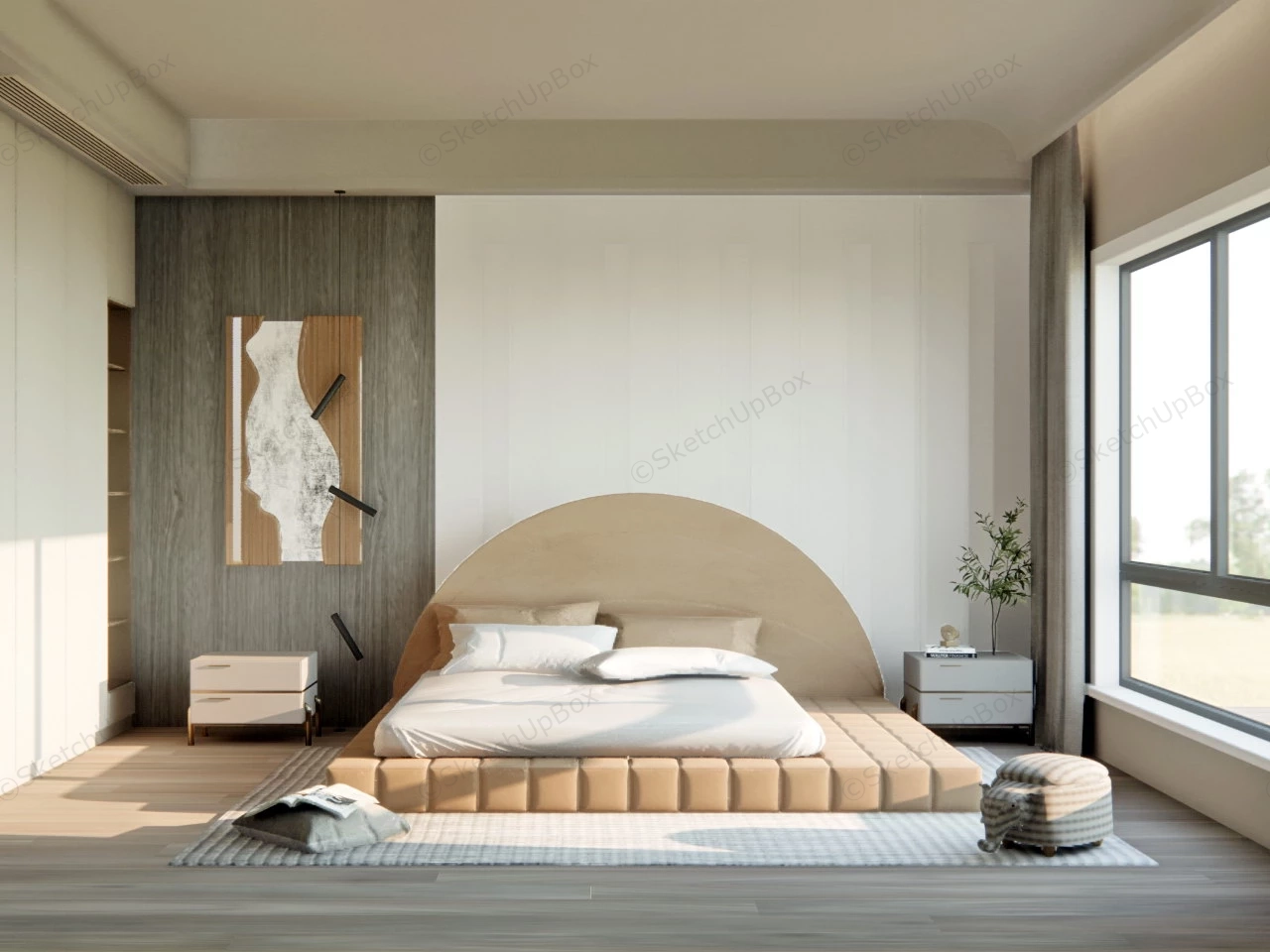 Modern Minimalist Bedroom Idea sketchup model preview - SketchupBox