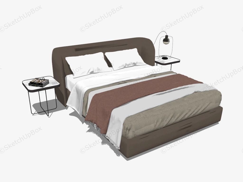 Simple Modern Upholstered Bed sketchup model preview - SketchupBox