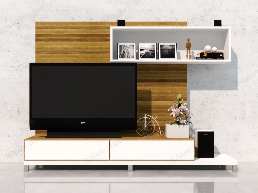 Tv Stand With Wall Unit sketchup model preview - SketchupBox