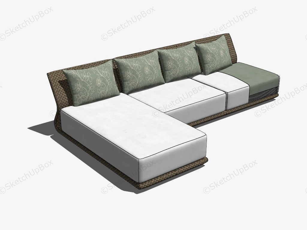 Wicker Rattan Sectional Sofa Set sketchup model preview - SketchupBox