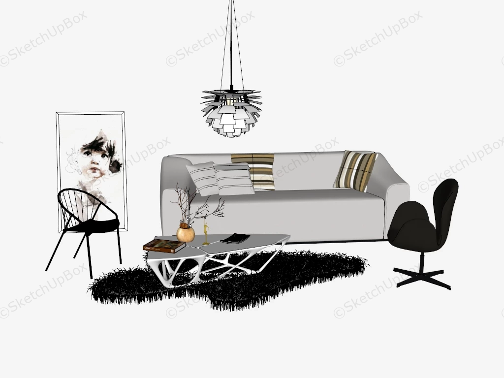Small Space Living Room Set sketchup model preview - SketchupBox
