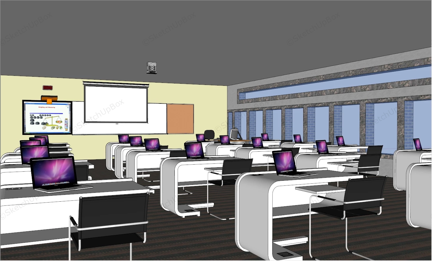 Computer Lab Classroom Design sketchup model preview - SketchupBox
