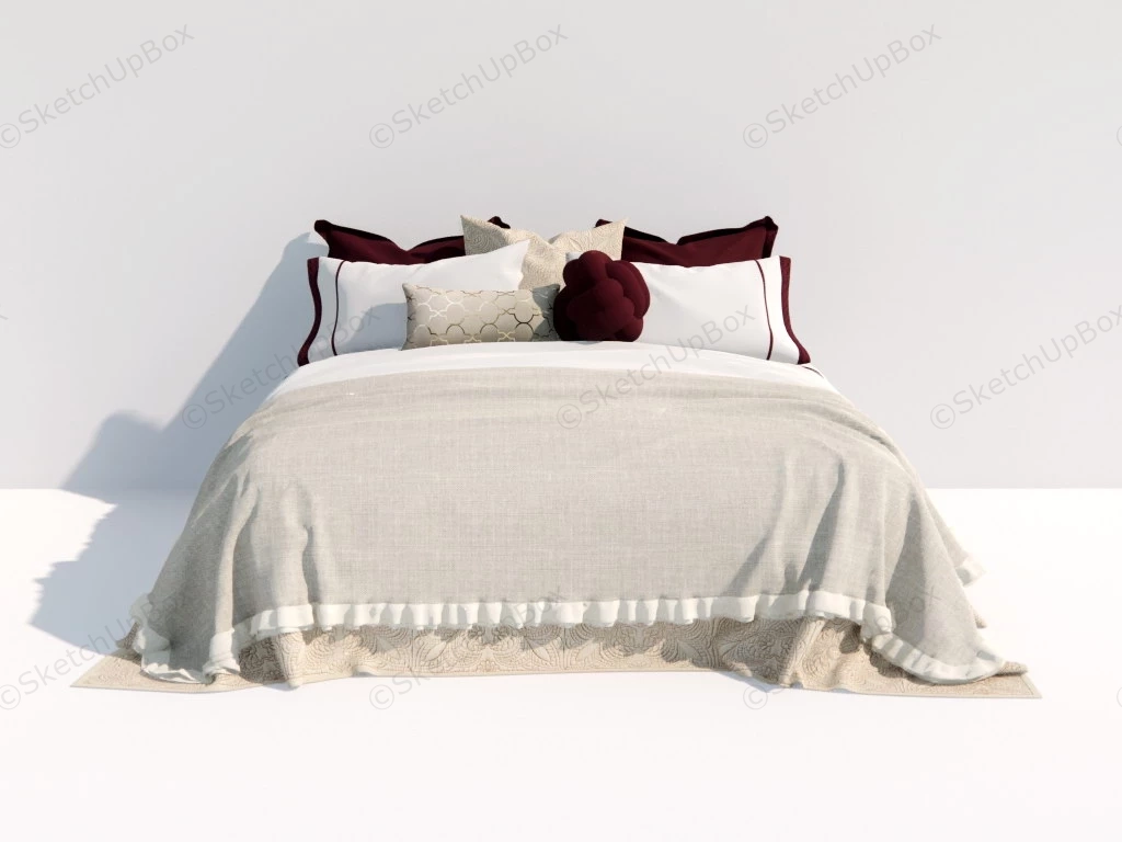Modern Upholstered Bed sketchup model preview - SketchupBox