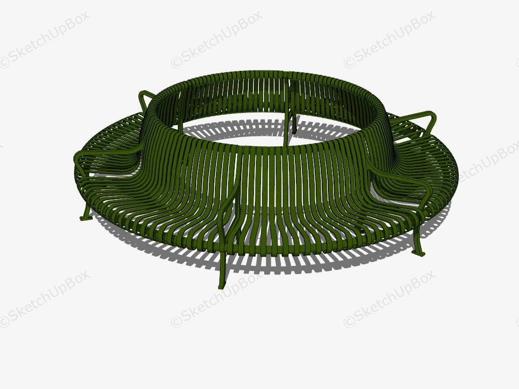 Antique Metal Circular Tree Bench sketchup model preview - SketchupBox