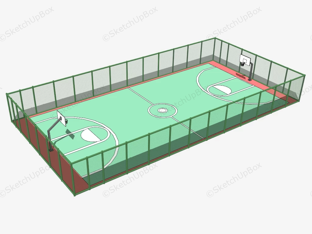 Fence Around Basketball Court sketchup model preview - SketchupBox