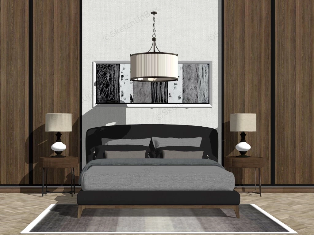 Bedroom Accent Wall Design Idea sketchup model preview - SketchupBox