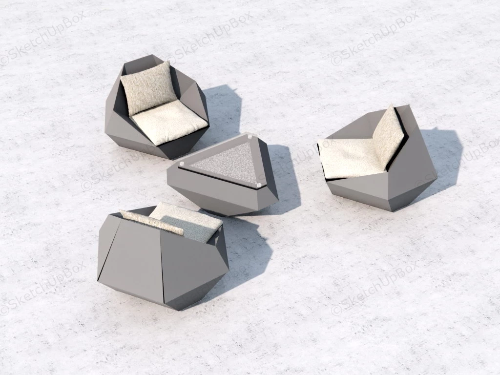 4 Piece Conversation Set sketchup model preview - SketchupBox