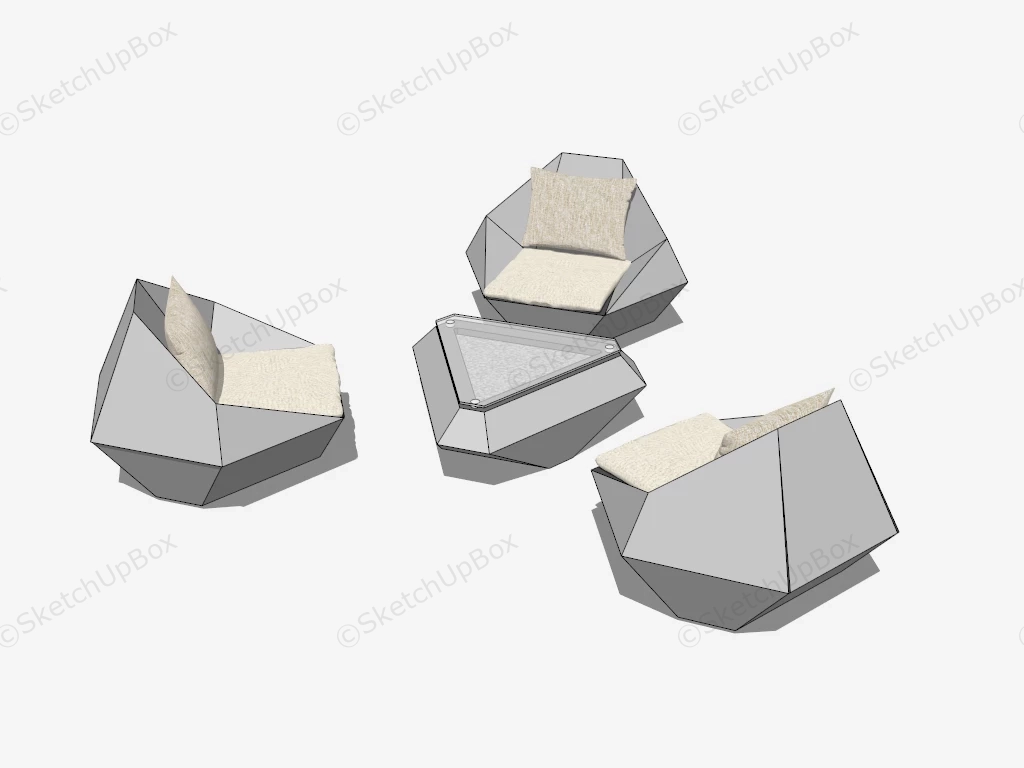4 Piece Conversation Set sketchup model preview - SketchupBox