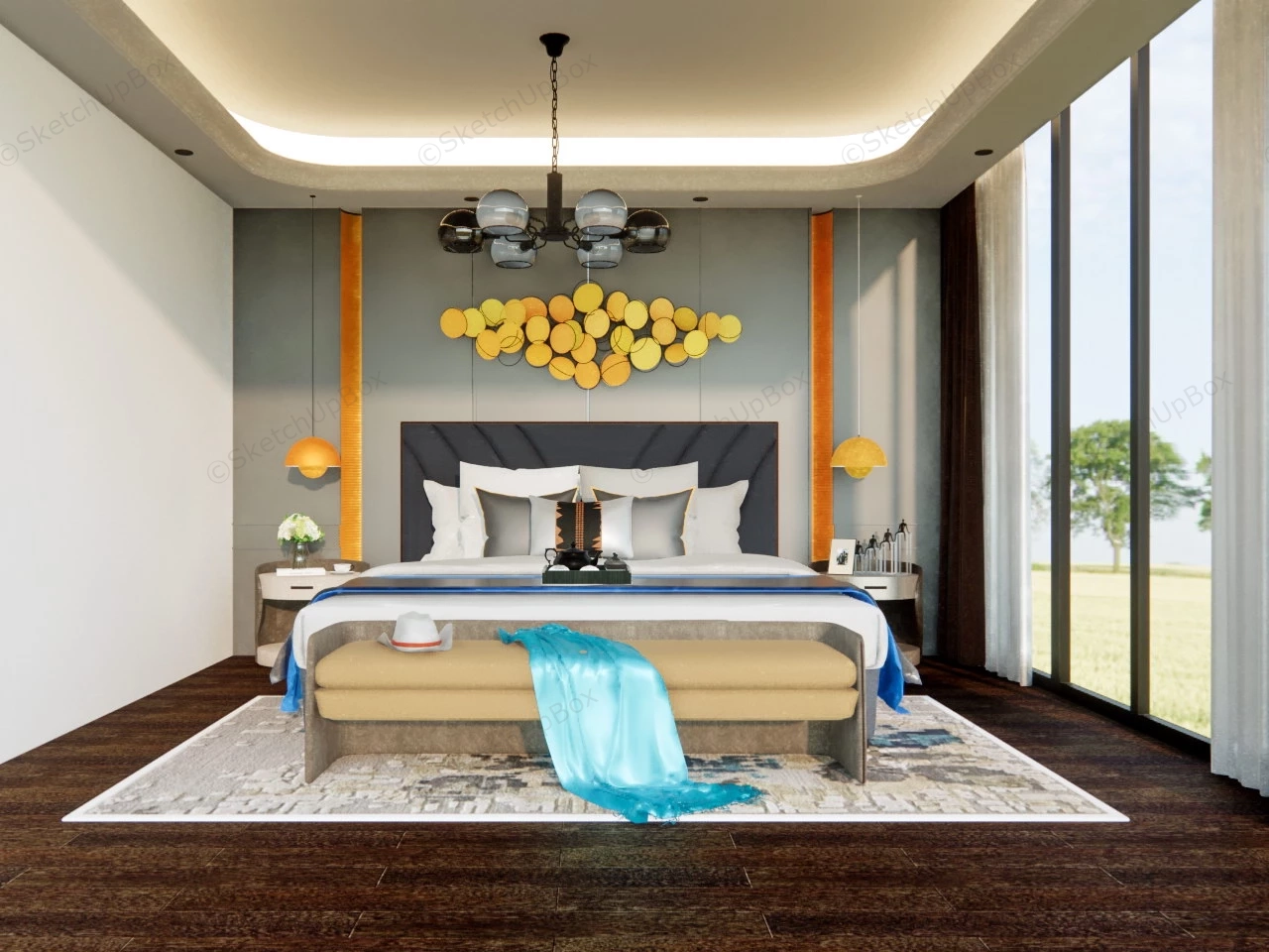 Elegant Small Bedroom Design sketchup model preview - SketchupBox