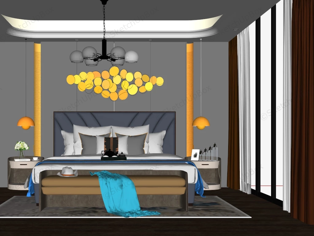 Elegant Small Bedroom Design sketchup model preview - SketchupBox