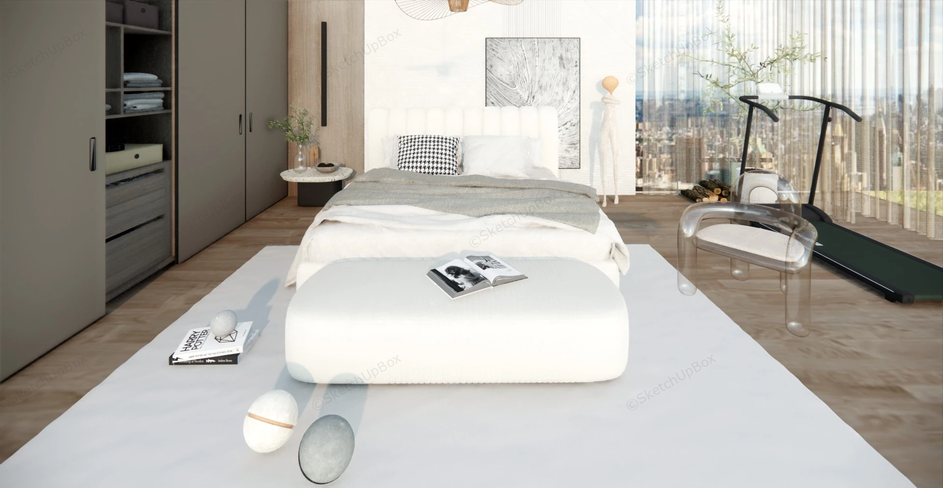 Simple Bedroom Design sketchup model preview - SketchupBox