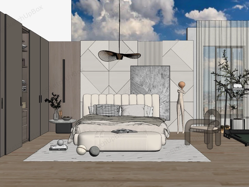 Simple Bedroom Design sketchup model preview - SketchupBox