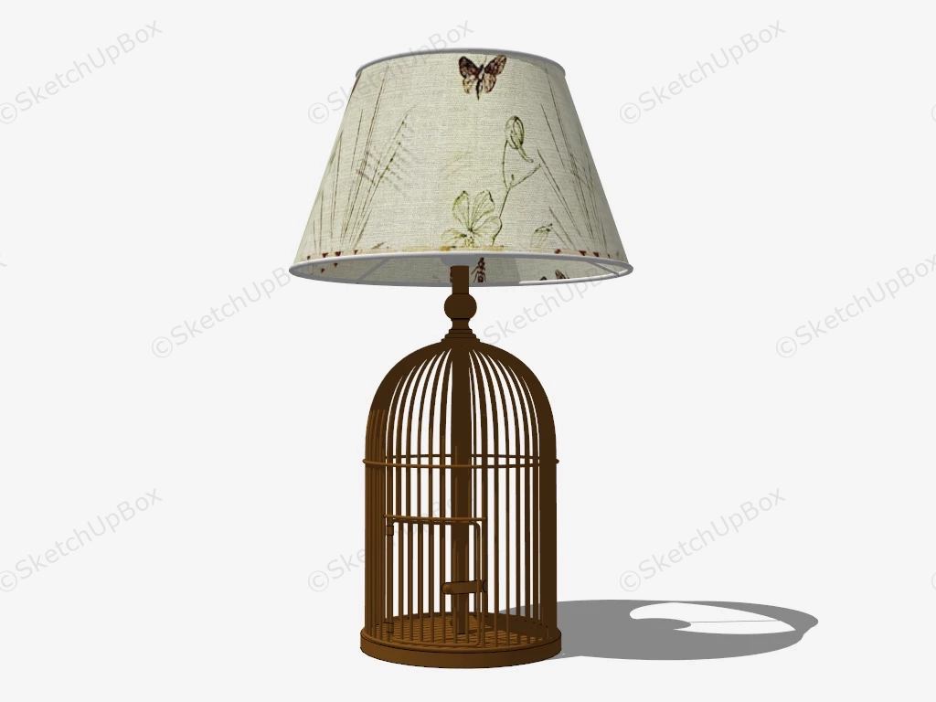 Retro Birdcage Table Lamp sketchup model preview - SketchupBox