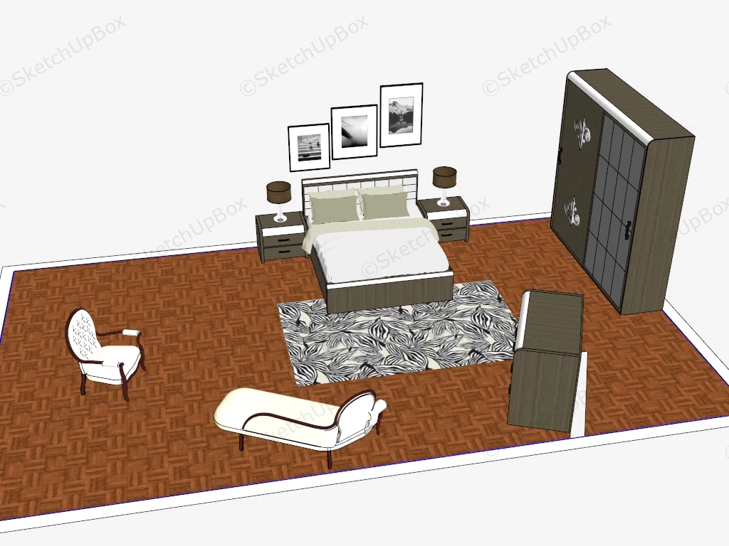 Modern Bedroom Furniture Set sketchup model preview - SketchupBox