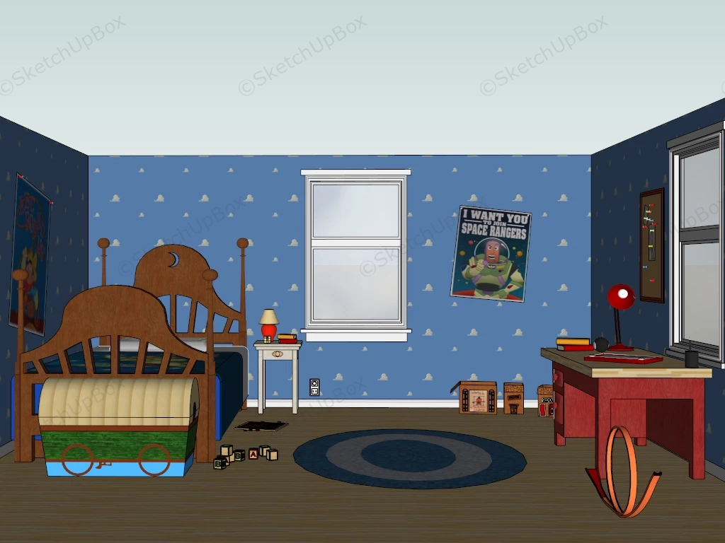 Blue Boys Room Idea sketchup model preview - SketchupBox